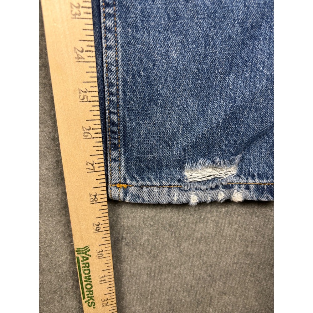 Pull & Bear Mom Jeans Embroidered Distressed Blue Size 30‎ Medium Wash - Picture 14 of 15